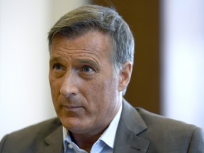 Conservative MP Maxime Bernier participates in an interview with The Canadian Press in his office on Parliament Hill in Ottawa on Wednesday, Aug. 1, 2018. (Justin Tang/The Canadian Press)