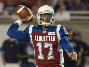 Antonio Pipkin is expected to start at quarterback for the Alouettes after leading them to a comeback win against the Argos last week. THE CANADIAN PRESS/Peter Mccabe