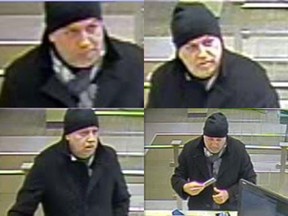 The Grenville County Ontario Provincial Police (OPP) are looking for assistance in the identification of a male suspect. The suspect is involved in fraudulent cash withdrawals from banks, located in Grenville County, North Dundas and the Ottawa/Gatineau area. The suspect is described as a white male, in his 50's or 60's s , grey stubble on his face, with a medium build. OPP