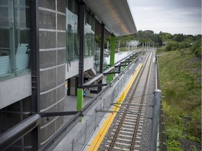 Tracks sit idle near the Cyrville Station of the Ottawa LRT Confederation Line.