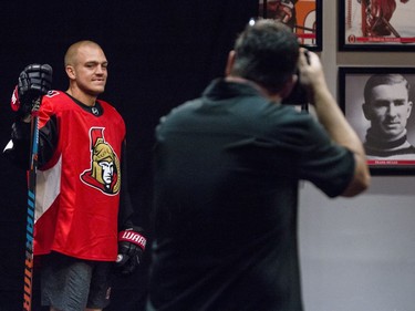 Ottawa Senators Mark Borowiecki having his official photos taken at the Canadian Tire Centre on the first day of training camp. September 13, 2018.