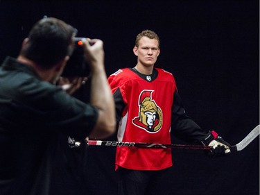 Ottawa Senators Brady Tkachuk having his official photos taken at the Canadian Tire Centre on the first day of training camp. September 13, 2018.