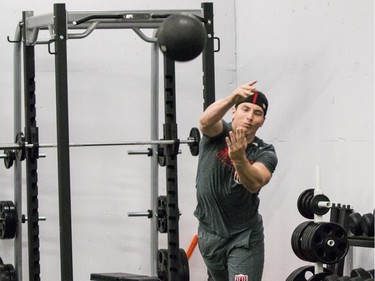 Ottawa Senators Matt Duchene performing a fitness test at the Canadian Tire Centre on the first day of training camp. September 13, 2018.