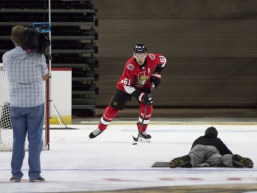 Ottawa Senators Mark Stone being photographed on ice at the Canadian Tire Centre on the first day of training camp. September 13, 2018.