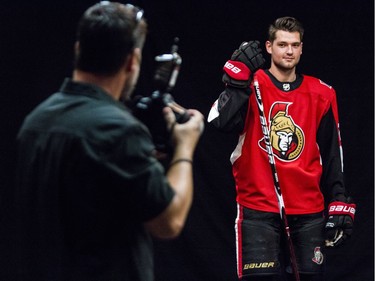 Ottawa Senators Logan Brown having his official photos taken at the Canadian Tire Centre on the first day of training camp. September 13, 2018.