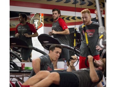 Ottawa Senators Bobby Ryan on the treadmill at the Canadian Tire Centre on the first day of training camp. September 13, 2018