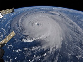 This image provided by NASA shows Hurricane Florence from the International Space Station on Wednesday, Sept. 12, 2018, as it threatens the U.S. East Coast.