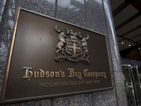 A Hudson's Bay Co. store sign is shown in Toronto on Monday, July 29, 2013.