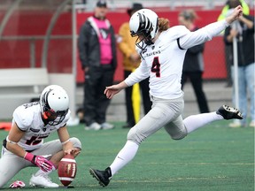 Carleton kicker Michael Domagala, seen in a file photo.