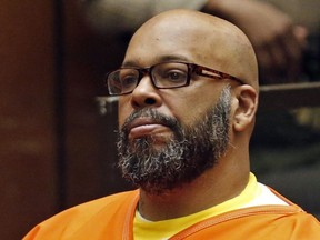 In this July 7, 2015, file photo, Marion Hugh "Suge" Knight sits for a hearing in his murder case in Superior Court in Los Angeles. Knight has pleaded no contest to voluntary manslaughter and after he ran over two men, killing one, nearly four years ago. The Death Row Records co-founder entered the plea Thursday in Los Angeles Superior Court and has agreed to serve 28 years in prison.
