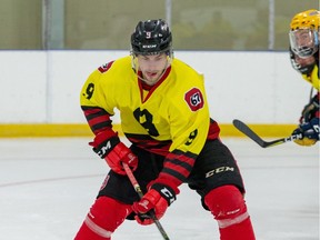 Austen Keating skates during the Ottawa 67's three-on-three tournament at training camp in September 2018.