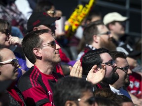 Fans cheer for Fury FC during the 2018 USL home opener against North Carolina FC on April 21.  Ashley Fraser/Postmedia