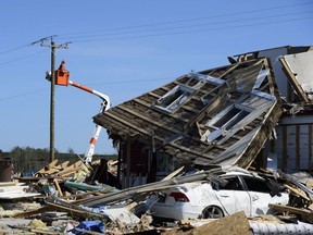 Damage from a tornado is seen in Dunrobin, Ont. west of Ottawa on Monday, Sept. 24, 2018. The tornado that hit the area was on Friday, Sept, 21.