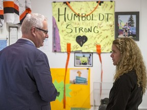 Gov. Gen. Julie Payette and Humboldt Mayor Rob Muench tour the Humboldt and District Gallery in Humboldt on Saturday, October 20, 2018.