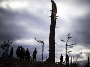 The Arlington Community Association held a special ceremony, procession and community gathering on the edge of Bruce Pit on Sunday, a month after a tornado tore through the area.   Ashley Fraser/Postmedia