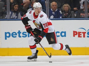 Thomas Chabot of the Ottawa Senators playing against the Toronto Maple Leafs. The Senators defeated the Maple Leafs 5-3.