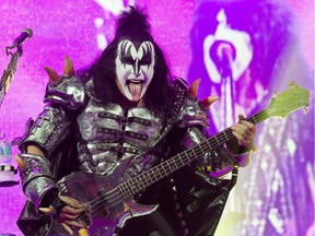 OTTAWA, ONTARIO: July 25, 2013 -- Gene Simmons rocks it out as KISS takes to the stage at Canadian Tire Centre.