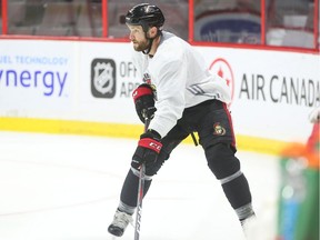 Zack Smith of the Ottawa Senators during the morning practice at the Canadian Tire Centre on Wednesday, Oct. 3, 2018.