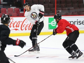 Mark Stone was back at practice with the Ottawa Senators at the Canadian Tire Centre on Thursday, Oct. 18, 2018.