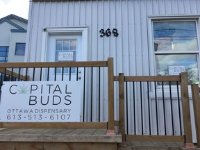 Capital Buds marijuana dispensary on Churchill Avenue closed for a morning on Oct. 17, but re-opened and was still open on Saturday. Jacquie Miller/Postmedia