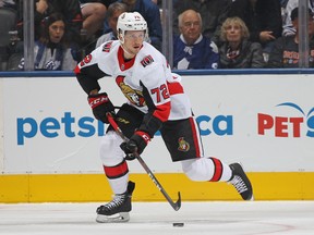 Senators blueliner Thomas Chabot entered Saturday's play third in scoring in the NHL for defencemen. (Claus Andersen/Getty Images)