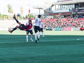 OTTAWA, ON - OCTOBER 13: USL match between the Ottawa Fury FC and Charleston Battery at TD Place Stadium in Ottawa, ON. Canada on October 13, 2018.  PHOTO: Steve Kingsman/Freestyle Photography for Ottawa Fury FC