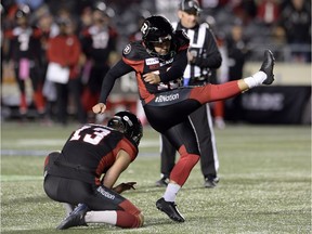 Ottawa kicker Lewis Ward brings a record streak of 40 straight field goals into the game.