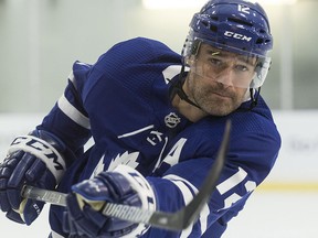 Patrick Marleau poses for pictures during a promotional photo shoot. The Toronto Maple Leafs open training camp at the MasterCard Centre in Toronto on Sept. 13, 2018.