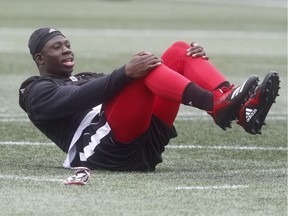 New Ottawa Redblack Chris Ackie took part in practice at TD Place on Thursday, Oct. 11, 2018. Ackie was just traded to Ottawa from Montreal.