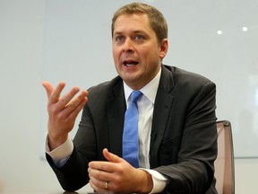 Conservative Leader Andrew Scheer speaks during an editorial board meeting at the Toronto SUN in Toronto, Ont. on Friday October 19, 2018. (Dave Abel/Toronto Sun/Postmedia Network )