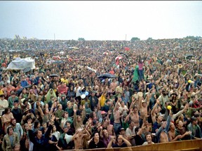 A handout photo by Elliott Landy shows the crowd  at the original Woodstock festival in Bethel, N.Y., in August 1969.        AFP PHOTO/ELLIOTT LANDY/MORRISON