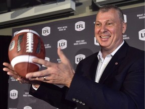 CFL commissioner Randy Ambrosie was good enough to accept the hockey challenge from an Ottawa reporter on Media Day.