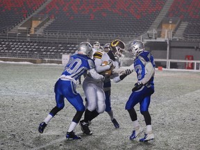 The Korah Collegiate Colts defeated the St. Peter Knights 45-12 to win the OFSAA National Capital Bowl at TD Place on Tuesday night. (Kendra Read OCSB)