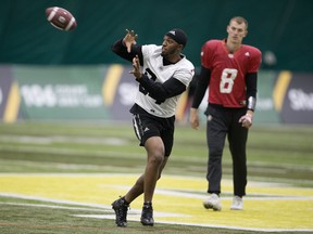 Ottawa Redblacks’ R.J. Harris practises at Foote Field ahead of Sunday’s Grey Cup. (The Canadian Press)