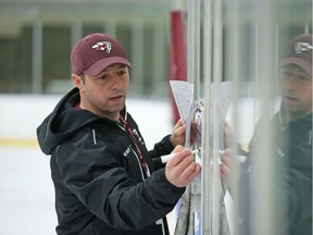 Files: Ottawa Gee-Gees Head Coach Patrick Grandmaitre preps his players during practice at University of Ottawa,
