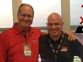 Jeff Avery, left, and A.J. Jakubec call Redblacks games for TSN 1200 Radio.