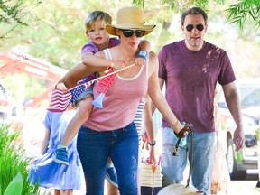 Jennifer Garner and Ben Affleck out with their children during America's Independence Day on July 4, 2017.