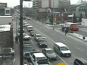 Cars involved in a multi-vehicle crash on Bronson near Gladstone are visible at left.