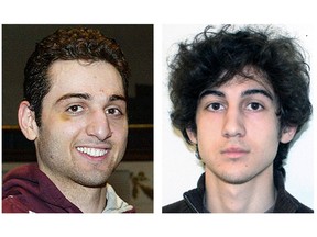 This combination of undated file photos shows Tamerlan, left, and Dzhokhar Tsarnaev, brothers who planted bombs at the finish line of the Boston Marathon on April 15, 2013.