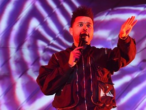 The Weeknd performs onstage during the 2018 Coachella Valley Music And Arts Festival at the Empire Polo Field on April 20, 2018 in Indio, Calif. (Kevin Winter/Getty Images for Coachella)