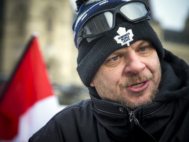 Groups opposed to Canada’s support of the UN Global Compact for Safe, Orderly and Regular Migration held a rally to protest the United Nation Global Compact for Migration while anti-fascism and anti-racism activists counter-protested, Saturday, Dec. 8, 2018 on Parliament Hill. A far-right supporter who identified himself as Craig.