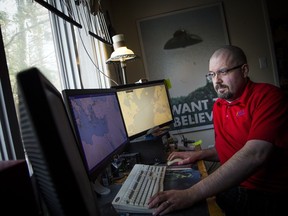 Steffan Watkins who tracks ships and aircraft by their transponders was photographed at his home near Carp, Saturday Dec. 29, 2018.