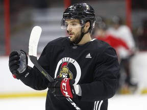 Senators defenceman Christian Wolanin during a practice at Canadian Tire Centre earlier this season.