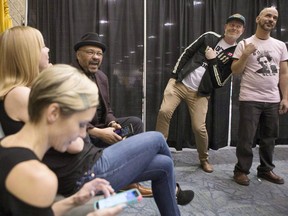 A "Degrassi" alumnus is hosting a class reunion at a Toronto convention centre this summer so fans can indulge in their nostalgia for the original series -- but Drake isn't invited. Stefan Brogren, centre right, and Pat Mastroianni ham it up for a photo while Stacie Mistysyn, left, Kirsten Bourne and Roger Montgomery chat as former cast members of the television show "Degrassi" make an appearance at Toronto Comicon, on Sunday, March 19, 2017.