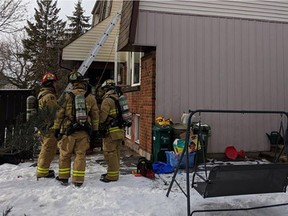Ottawa Fire Services at the scene of a basement fire at 1333 Birchmount Dr. on Saturday.