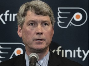 New Philadelphia Flyers NHL hockey team general manager Chuck Fletcher is evaluating the team during the current five-game road trip.
