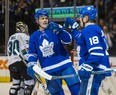 Leafs defenceman Jake Gardiner (left) doesn’t take the team’s sustained success for granted. “In the past we didn’t expect to win every night,” he said. (Ernest Doroszuk/Toronto Sun)