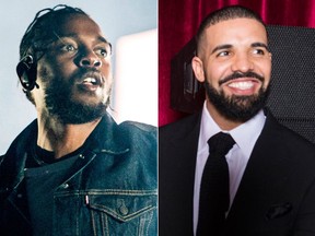 Kendrick Lamar, left, and Drake lead the 2019 Grammy Awards nominations. (AP file and Getty Images photos)