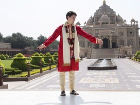 Prime Minister Justin Trudeau visits Swaminarayan Akshardham Temple in Ahmedabad, India on Monday, Feb. 19, 2018. THE CANADIAN PRESS/Sean Kilpatrick