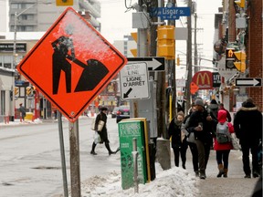 Construction ahead for Elgin Street in downtown Ottawa as the upcoming closure looms for its revitalization. Julie Oliver/Postmedia